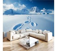 Polar Regions Footprints in Snow-Capped Mountains 3D Photo Wallpaper Non-Woven Wall Mural Wall Mural Decoration Poste Premium Wallpaper Wall Art for Living Room Bedroom W500xH280 9yf90