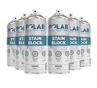 Polar Stain Block Spray - 6 x 400ml | Matt White | Prevents & Removes Stains, Grease, Water Marks & Rust on Internal Walls & Ceilings | Primer Spray for Wood, Plastic, Tiles, & Painted Surfaces