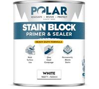 Polar Stain Blocker Paint - For Internal Walls & Ceilings - White - 500ml | Stain Blocker Undercoat - Rust, Grease, Nicotine & Water Mark Blocker - Interior Walls & Ceilings - Up to 11 Sq M per Litre