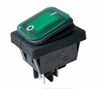 Polar Switch Green Fridge Freezer Ice Machine Main Switch Refrigeration Water Proof IP65 Rated Main Rocker On-Off Switch 16A illuminated 4 Pin