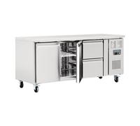 Polar Refrigeration U-Series 350W 2 Door and 2 Drawer Counter Food Prep Fridge 417 Litre, Stainless Steel, -2°C to 5°C, 860(H)x1795(W)x700(D)mm, 2 Shelves, Energy Rating B | GD874