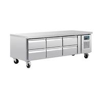 Polar Refrigeration U-Series 155W Six Drawer Chef Base Counter Fridge, Stainless Steel, -2°C to 8°C, 650(H)x1795(W)x700(D)mm, Forced Air Cooling, Energy Rating C, Capacity: 6x 1/1GN | DA465