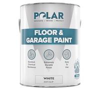Polar White Anti-Slip Heavy Duty Floor & Garage Paint - 5 Litres - For Concrete and Stone Floors, High Performance Paint Protection, Hard Wearing Mid-Sheen Finish & Slip Resistant