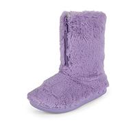 Polar Women’s Faux Fur Indoor Outdoor Boot Slippers - Memory Foam Lined House Shoes with Zip Closure, Plush Warm Lining & Non-Slip Rubber Sole - Cosy Winter Comfort Footwear - Purple - UK3/EU36
