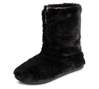 Polar Women’s Faux Fur Indoor Outdoor Boot Slippers - Memory Foam Lined House Shoes with Zip Closure, Plush Warm Lining & Non-Slip Rubber Sole - Cosy Winter Comfort Footwear - Black - UK9/EU42