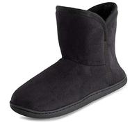 Polar Womens Memory Foam Indoor Faux Fur Fleece Bootie Rubber Sole Comfort Outdoor Anti Slip Durable Slippers - Black suede - UK8/EU41 - YC0756