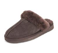 Polar Women’s Suede Winter Mules Slippers - Warm Faux Sheepskin Lining, Australian Style - Indoor House Shoes with Non-Slip Sole - Brown - UK 3