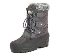 Polar Women’s Waterproof Winter Hiking Boots - Insulated Mid Calf Snow Boots with Non-Slip Sole, Warm Lining & Lace-Up Design for Outdoor Walking, Trekking & Cold Weather - Grey - UK 5