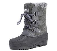 Polar Women’s Waterproof Winter Hiking Boots - Insulated Mid Calf Snow Boots with Non-Slip Sole, Warm Lining & Lace-Up Design for Outdoor Walking, Trekking & Cold Weather - Grey Textile - UK 5