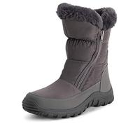 Polar Women’s Winter Ankle Snow Boots - Waterproof with Faux Fur Lining - Warm, Lightweight and Comfortable - Easy Zip Closure with Memory Foam Cushioning - Grey - UK8/EU41