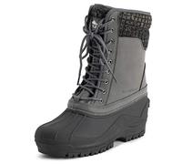 Polar Womens Cuff Lace Up Waterproof Winter Durable Rubber Sole Mid Calf Nubuck Muck Snow Rain Boots - Grey Nubuck - UK7/EU40 - YC0691
