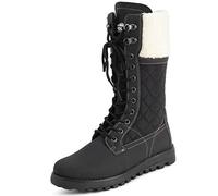 Polar Womens Faux Fur Warm Thermal Waterproof Outdoor Walking Snow Winter Rubber Sole Calf Boots - Black/Beige Shearling - UK8/EU41 - YC0600