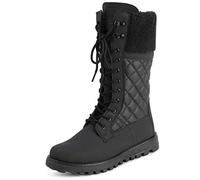 Polar Womens Faux Fur Warm Thermal Waterproof Outdoor Walking Snow Winter Rubber Sole Calf Boots - Black Leather Mono - UK6/EU39 - YC0603