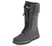 Polar Womens Faux Fur Warm Thermal Waterproof Outdoor Walking Snow Winter Rubber Sole Calf Boots - Grey Leather - UK6/EU39 - YC0613