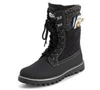Polar Womens Memory Foam Outside Pocket Inside Zip Thermal Waterproof Deep Tread Rubber Sole Snow Boots - Black Suede - UK7/EU40 - YC0614