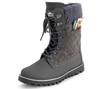 Polar Womens Memory Foam Outside Pocket Inside Zip Thermal Waterproof Deep Tread Rubber Sole Snow Boots - Grey Textile - UK3/EU36 - YC0624