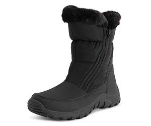 Polar Womens Memory Foam Twin Zip Opening Pull On Nylon Waterproof Thick Faux Fur Lined Winter Rain Snow Boots - Black - UK3/EU36 - YC0663