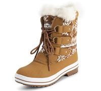 Polar Womens Mid Padded Thermal Durable Rubber Sole Waterproof Winter Snow Faux Fur Boots - Tan Cardy - UK7/EU40 - YC0635