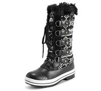Polar Womens Quilted Tall Snow Waterproof Winter Durable Rubber Sole Outdoor Rain Boots
