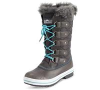 Polar Womens Quilted Tall Snow Waterproof Winter Faux Fur Durable Rubber Sole Outdoor Rain Boots - Grey/Blue - UK7/EU40 - YC0631