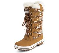 Polar Womens Quilted Tall Snow Waterproof Winter Faux Fur Durable Rubber Sole Outdoor Rain Boots - Tan Cardy - UK8/EU41 - YC0628