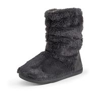 Polar Womens Slipper Boots with Sherpa Lining - Memory Foam Indoor Bootie Slipper with Anti-Slip Rubber Sole - Soft, Warm and Fluffy House Slipper - Ankle Boot Slippers - Dark Grey Fur AYC0842/UK6