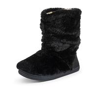 Polar Womens Slipper Boots with Sherpa Lining - Memory Foam Indoor Bootie Slipper with Anti-Slip Rubber Sole - Soft, Warm and Fluffy House Slipper - Ankle Boot Slippers - Black Fur AYC0841/UK3