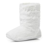 Polar Womens Slipper Boots with Sherpa Lining Memory Foam Indoor Bootie Slipper with Anti-Slip Rubber Sole Soft, Warm and Fluffy House Slipper Ankle Boot Slippers - White - UK8
