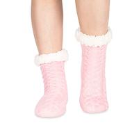 Polar Womens Slipper Socks - Soft Fleece Lined Socks With Sole Grips - Gift Packaging - Snuggly Present For Her - Insulated Warm Fluffy Socks Sherpa Lining - Thick Thermal Socks - Pink UK 7/8