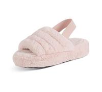 Polar Womens Slippers - Open Toe Slip On Slippers Women with Elastic Strap - Anti-Skid Fluffy Slippers for Indoor - Warm House Slipper Sandals - Memory Foam Fluffy Slider Pink AEA0702/UK6
