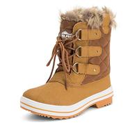 Polar Womens Snow Boot Nylon Short Winter Snow Rain Warm Waterproof Boots, Tan, 5 UK