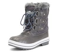 POLAR Womens Snow Boot Nylon Short Winter Snow Rain Warm Waterproof Boots, Grey, 8 UK