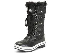 Polar Womens Snow Boot Nylon Tall Winter Snow Waterproof Warm Rain Boot - Black/Black - 5 - ZZCD0025