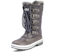 Polar Womens Snow Boot Nylon Tall Winter Snow Waterproof Warm Rain Boot - Grey/Grey - 4 - ZZCD0029