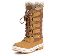 Polar Womens Snow Boot Nylon Tall Winter Snow Waterproof Warm Rain Boot - Tan/Tan - 7 - ZZCD0028