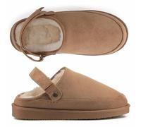 Polar Women's Suede Comfort Faux Fur Slippers - Breathable Slip-On with Adjustable Strap & Lightweight Durable Sole - Casual Everyday Footwear for Home, Travel & Walking - Tan 6