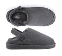 Polar Women's Suede Comfort Faux Fur Slippers - Breathable Slip-On with Adjustable Strap & Lightweight Durable Sole - Casual Everyday Footwear for Home, Travel & Walking - Grey 5