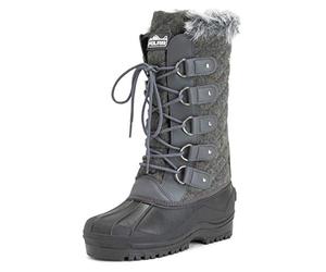 Polar Womens Tall Quilted Snow Tactical Mountain Waterproof Knee High Walking Boots - Grey Textile - UK6/EU39 - YC0362
