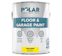 Polar Yellow Anti-Slip Heavy Duty Floor & Garage Paint - 5 Litres - For Concrete and Stone Floors, High Performance Paint Protection, Hard Wearing Mid-Sheen Finish & Slip Resistant