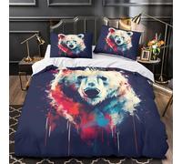 PolarBearArt Quilt Cover 3D Design Printed Hypoallergenic 3 Pcs Bedding Set Zipper ModernPaintStyle Comforter Cover Super Soft Machine Washable for Kids Adults Women Teens Youth Single（135x200cm）