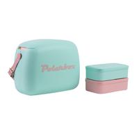 Polarbox Lunch Tote Cooler Bag | Retro Lunch Box Picnic Reusable Lunch Bag Vintage Mini Cooler Hand Bag Includes 2 Food Containers! Food & Drinks Work, Travel, Beach, Camping Hiking 6L (Cyan Rose)