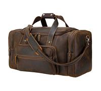 Polare 23" Full Grain Cowhide Leather Gym Duffle Weekender Overnight Travel Duffel Bag for Men