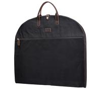 Polare 43” Waxed Canvas Full Grain Leather Trim Carry On Garment Bag for Travel, Waterproof Dust-Proof Foldable Hanging Suitcase Weekender Garment Cover with YKK Zipper (Black)
