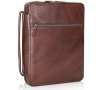 Polare Cowhide Leather Bible Cover Church Bag Bible Protective Book Holder Carrying Case Folder Organizer Portfolio (Coffee)