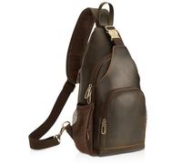 Polare Full Grain Cowhide Anti Theft Chest Shoulder Bag Vintage Sling Crossbody Casual Daypack for Daily Travel Hiking Outdoor Sports