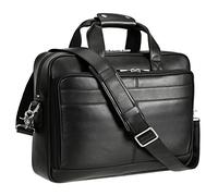 Polare Full Grain Leather 16.5'' Laptop Bag Briefcase for Men Business Messenger Work Bag Fits 15.6'' Laptop, Black, Retro