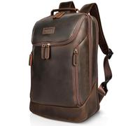 Polare Full Grain Leather Backpack for Men, 17.3" Laptop Business Travel Backpack with YKK Zippers, Vintage Carry On Work Bag for Office, Commuting, Overnight Trips & Daily Travel