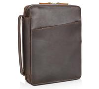 Polare Full Grain Leather Bible Cover Church Bag 10x7.5x2.2 inch Carrying Book Case Bible Protective with Handle and YKK Zippered Pocket