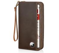 Polare Full Grain Leather Family Passport Holder Travel Documents Organizer RFID Blocking Wallet with Coin Pouch and AirTag Slot Fits 6 Passports