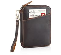 Polare Full Grain Leather Family Passport Wallet for 4 Passports, RFID Blocking Bifold Passport Cover Travel Document Organizer Holder, Dark Brown, Leather Travel Passport Wallet